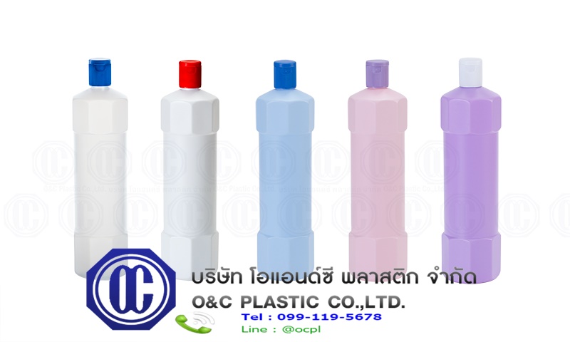 ขวดพลาสติกน้ำยาล้างห้องน้ำ ฝาเกลียว ขนาด 1 ลิตร